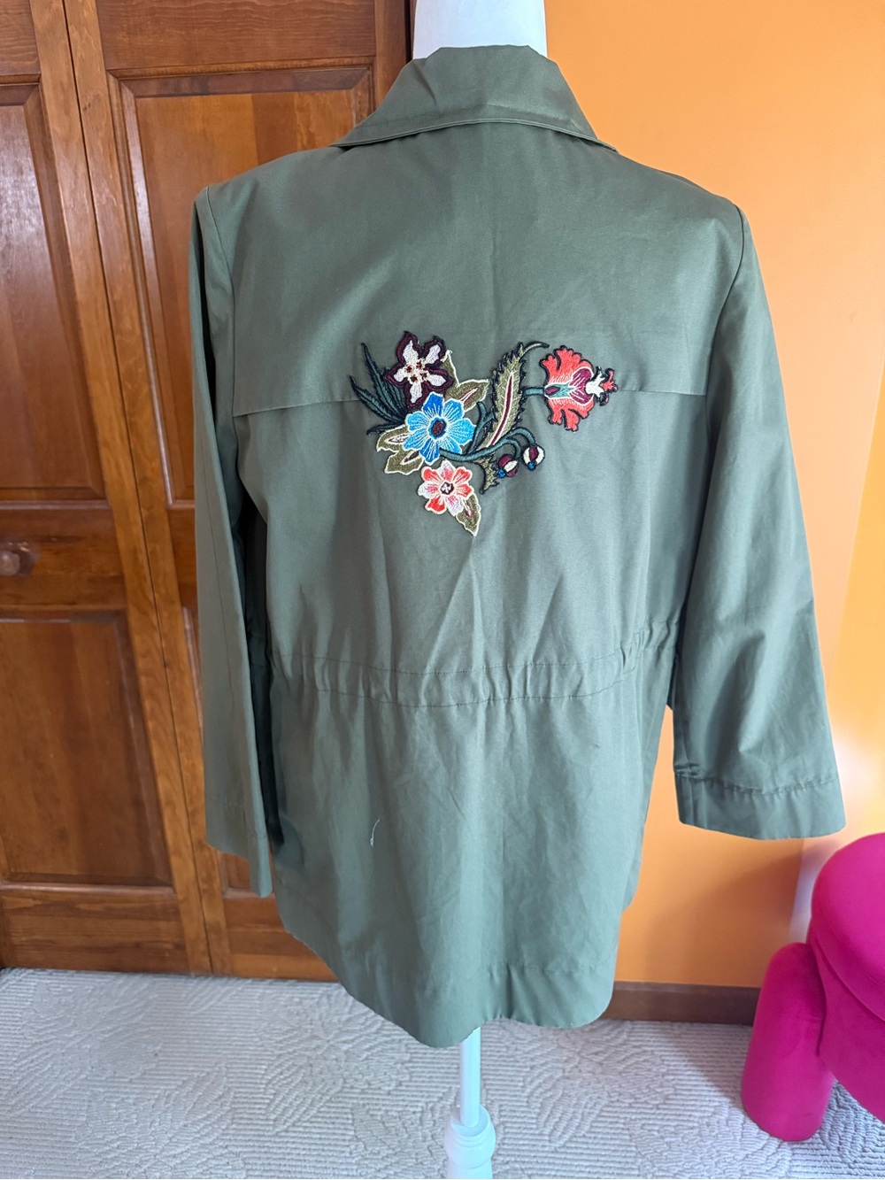 Olive Green Women's Lightweight Button-Front Jacket